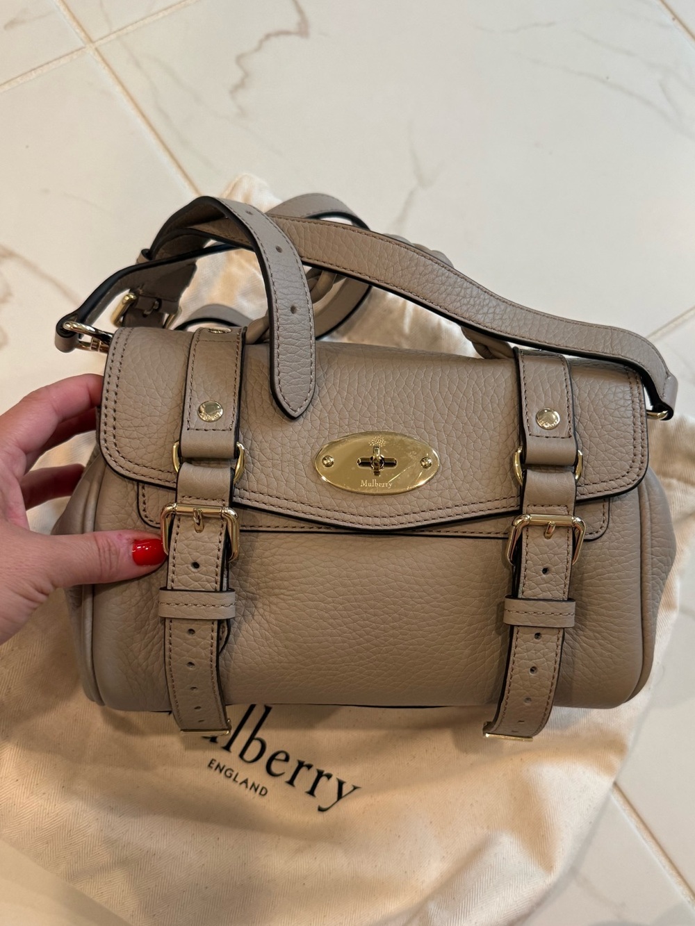 Mulberry Mini Alexa Leather Satchel in Cashmere Taupe NWOT - Picture 7 of 13